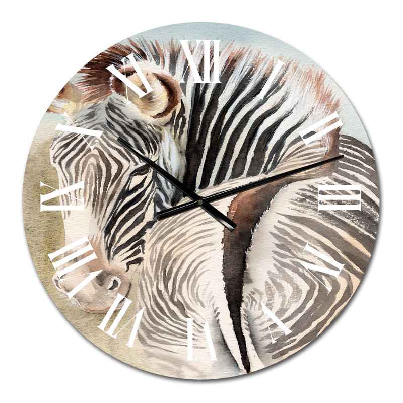 Zèbre avec rayures contrastantes noires et blanches II - Horloge murale traditionnelle, Petit