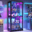 5-Tier Glass Display Cabinet with Lock, Display Cabinet with Human Sensor Function and Color RGB Lights-602555440