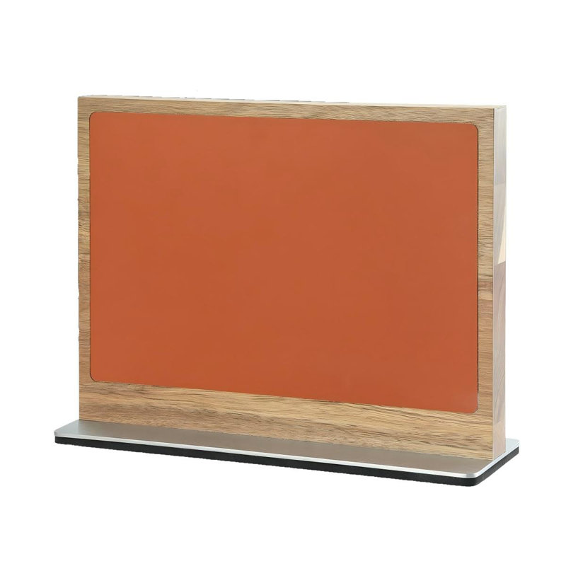 Porte-couteaux magnétique double face pour comptoir de cuisine, support en bois d'olivier, bloc à couteaux moderne et rangement (orange)