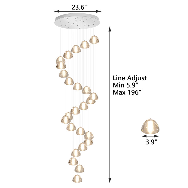25 - Light Dome Crystal Chandelier, Argent argent
