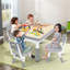 Kids Table and 4 Chairs Set, HDPE Plastic Children's Furniture with Height Adjustable, Toddler Table Set for Classroom, Nursery and Home, Easy to Clean, 120 x 60 cm-724601231