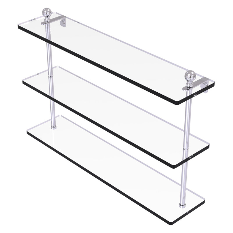 Étagère à 3 niveaux en verre / métal Morosini, 22 po, Chrome satiné