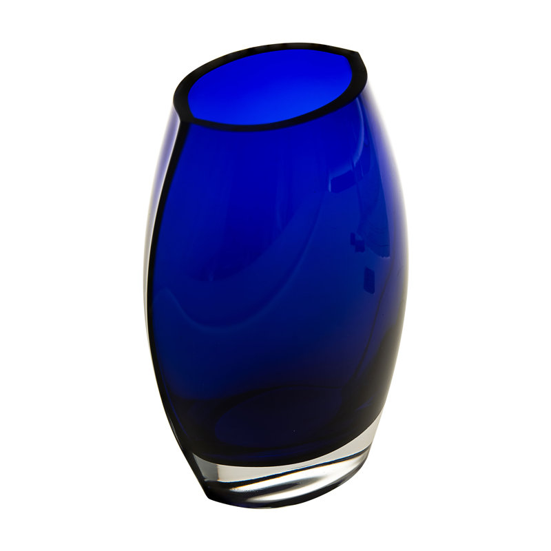 Classic Clear Handmade Glass Table Vase, 10.13" H x 6.5" W x 4" D