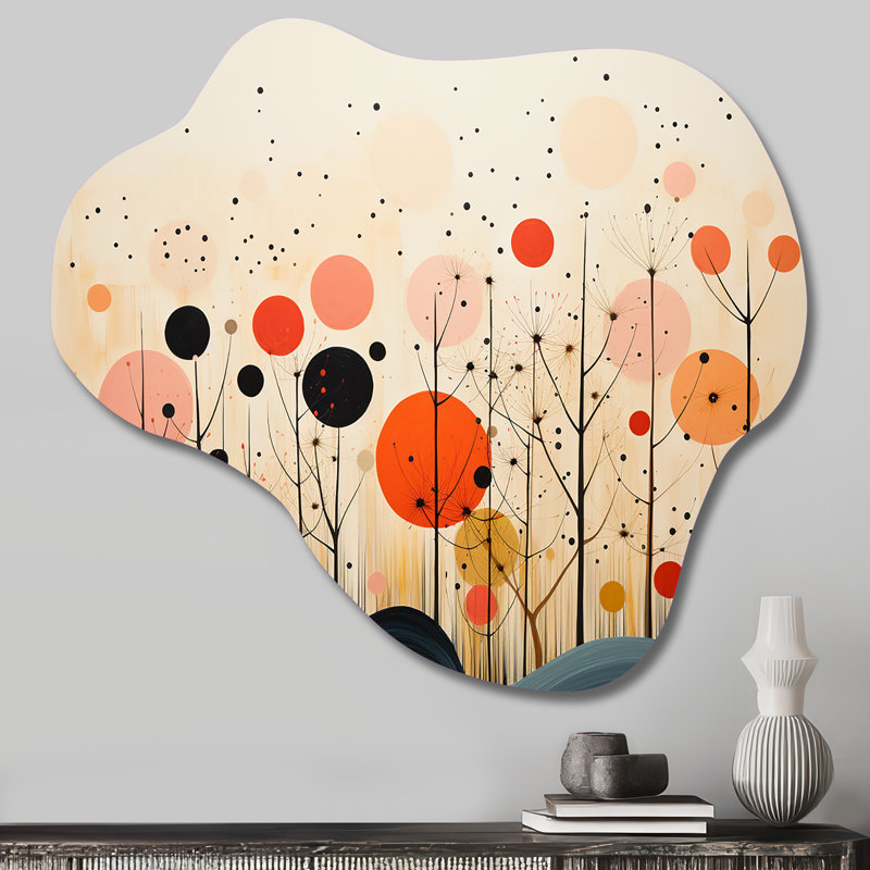 «Colorful Mid Century Minimalist Oasis VII», art mural minimaliste asymétrique en métal, sculpture murale en métal