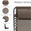 Chaise longue de jardin inclinable, lit de camp pliable portatif. Coussin ajustable et amovible, brun pour la terrasse, chaise longue pour lit de plage. Réglable, coussin amovible