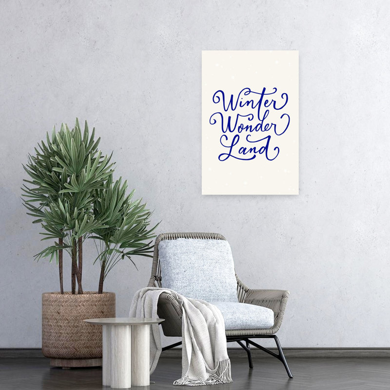 Winter Wonderland Script, fantaisiste, abstrait, paysage d'hiver contemporain, impression d'art mural, 24" H x 16" W