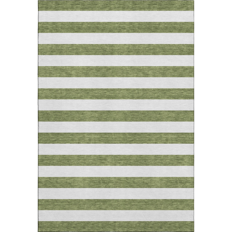 Premium Machine Washable Cerrito AMF528 Olive Rug, Rectangle 8' x 10'