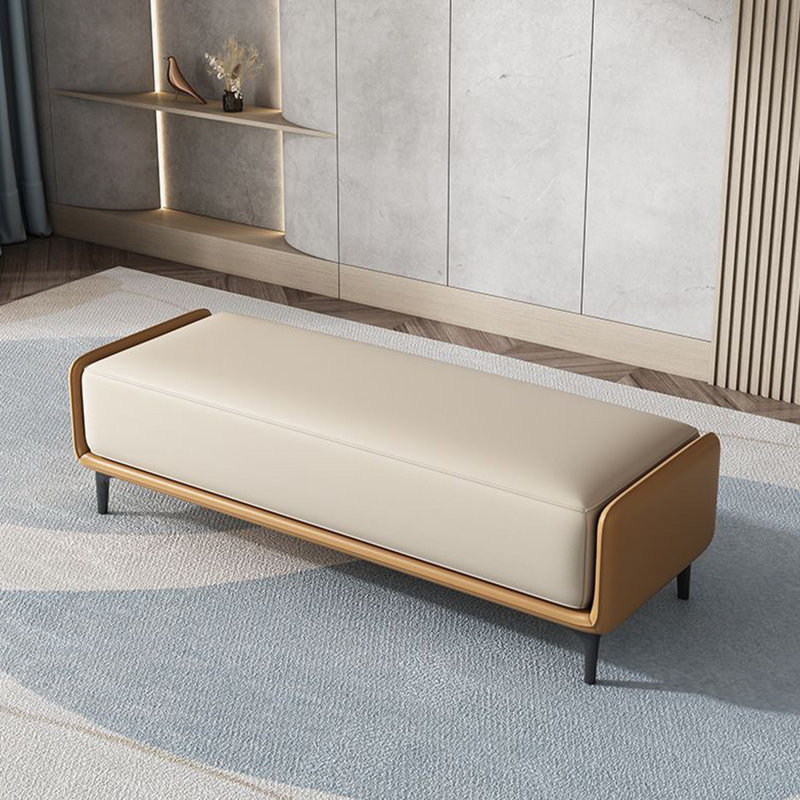 Upholstered Bench, Orange/Beige, 17.72" H x 59.06" W x 15.75" D