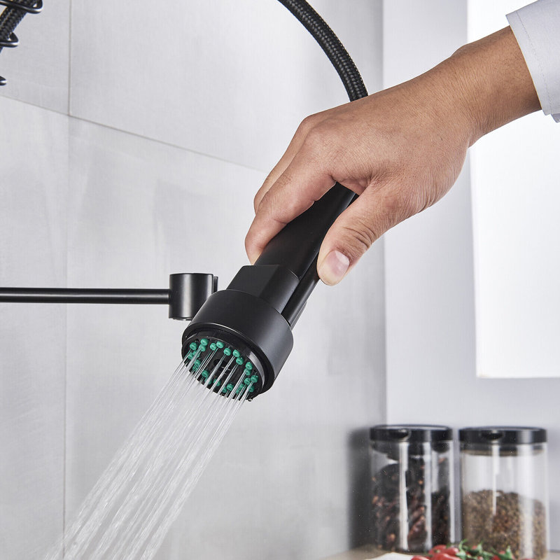 Augusts Tanhaung-8 Pull Down Kitchen Faucet, Matte Black