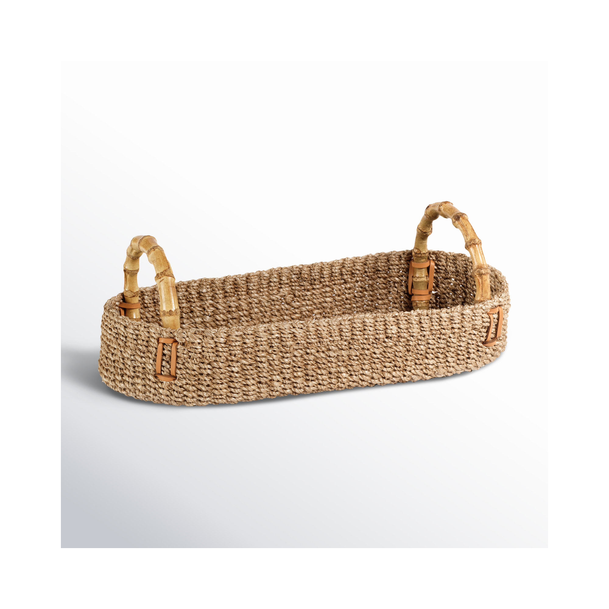 Oval Abaca/ Bamboo Tray, 2.5" H x 6" W x 14" D