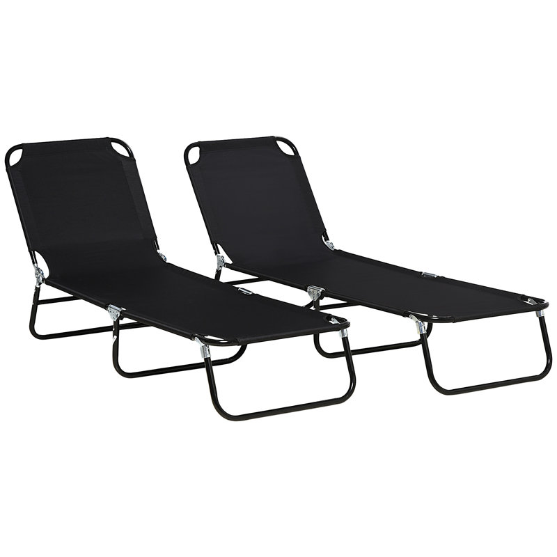 Chaise longue de piscine 2 pièces Outsunny, Noir
