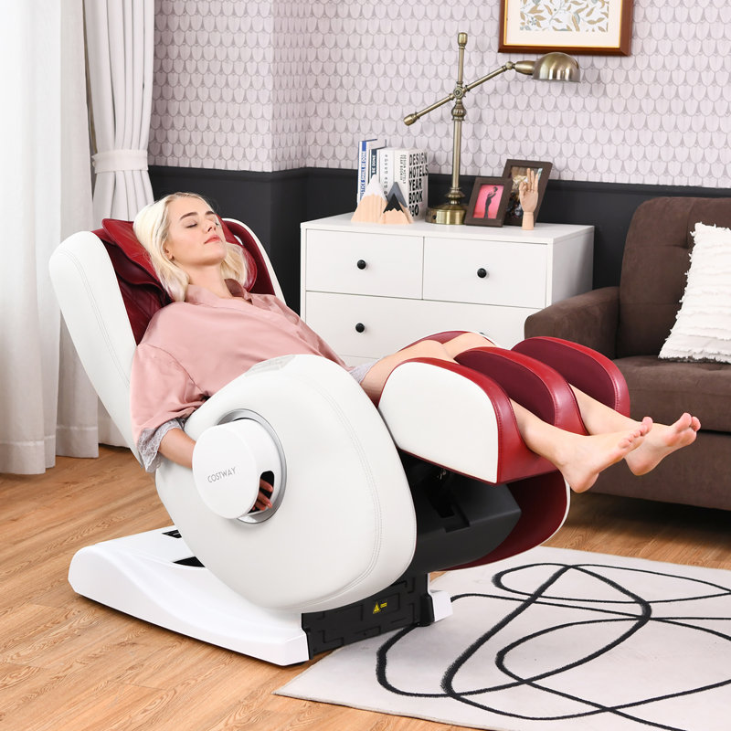 Fauteuil de massage inclinable électrique en similicuir, Simili cuir rouge
