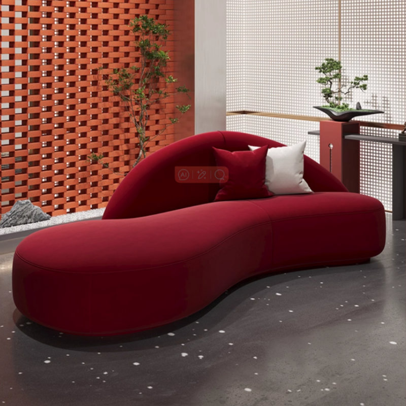 Canapé incurvé moderne de luxe moderne et minimaliste, Rouge