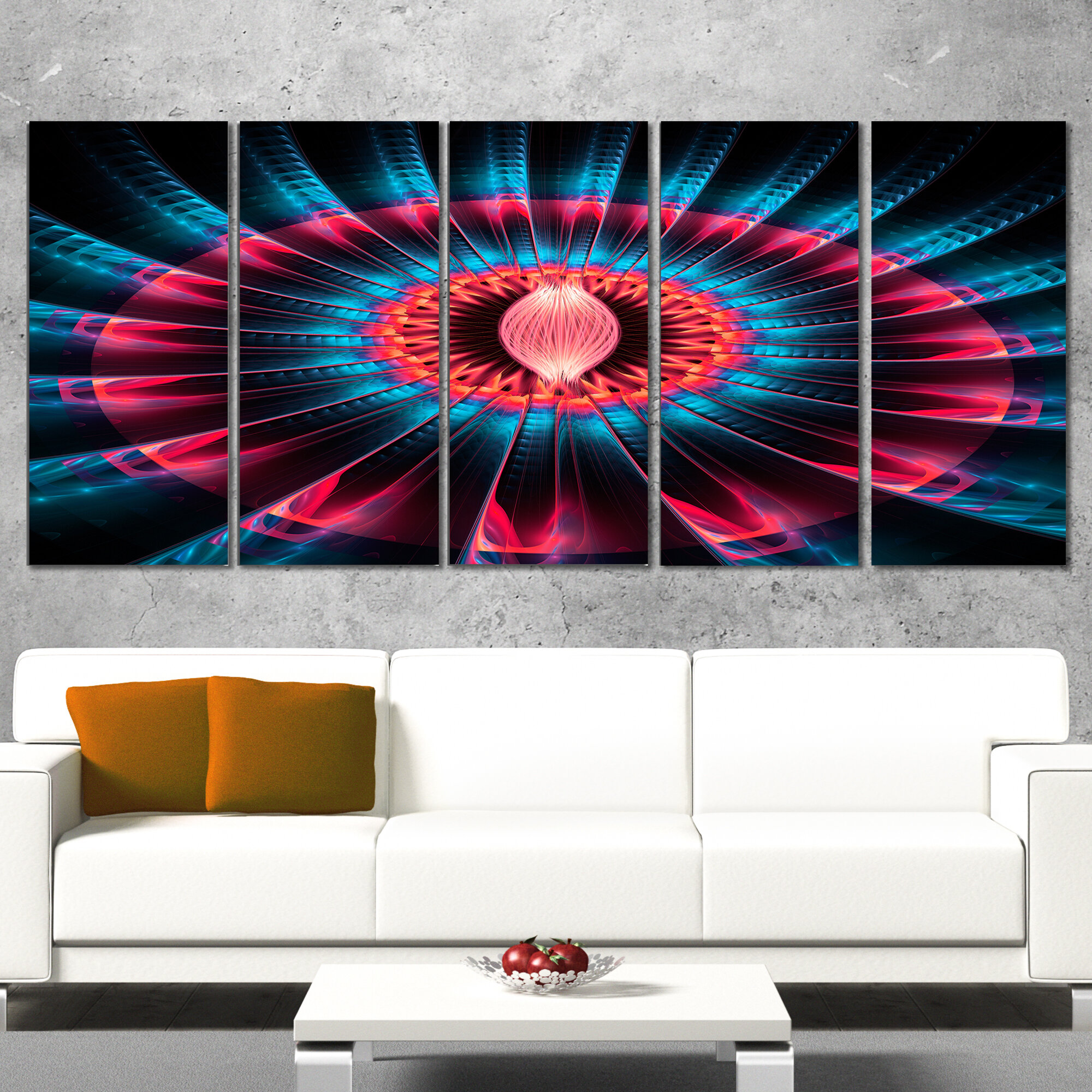 Design Art 'Fractal 3D Colored Bulgy Circles' 4 Piece Graphic Art on Wrapped Canvas Set, Black