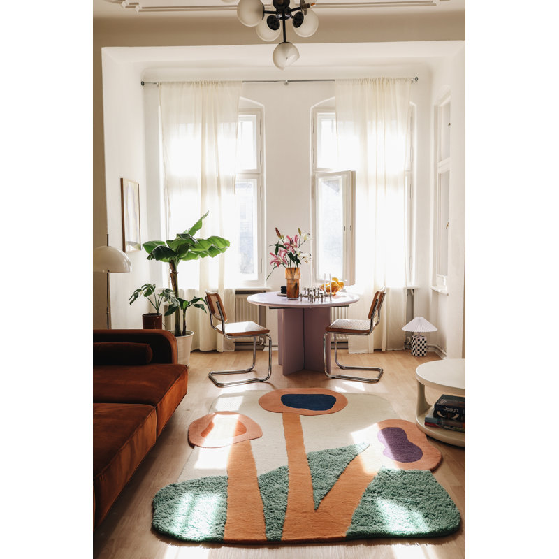 Floral Wool Hand Woven Area Rug, Rectangular 140 x 200cm
