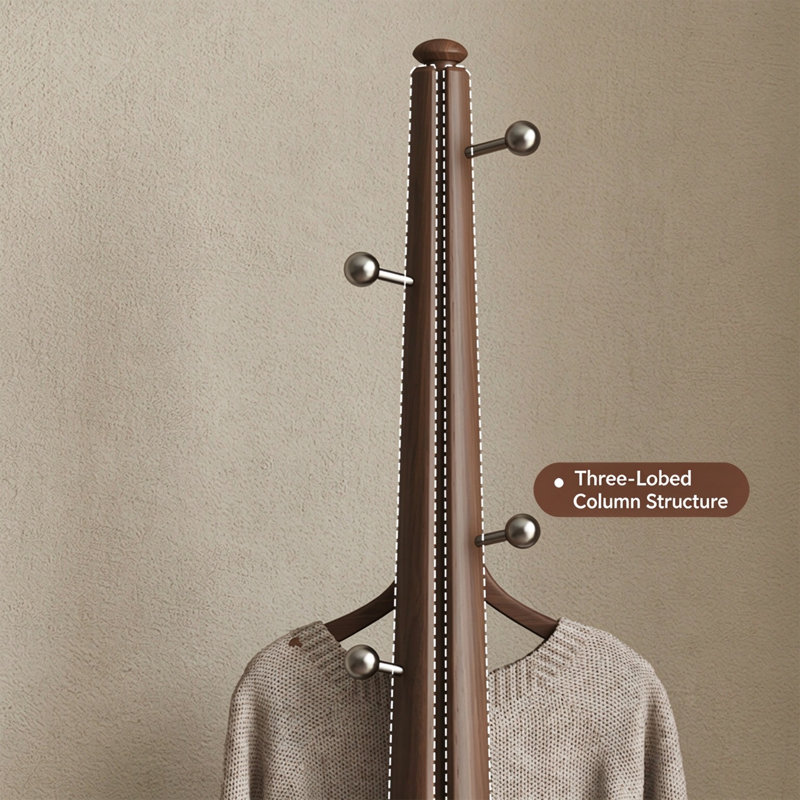 Black Walnut Metal Freestanding Coat Rack