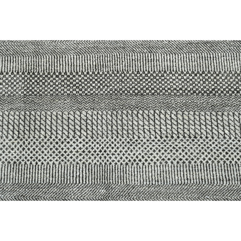 Tapis argenté et noir noué à la main de haute qualité