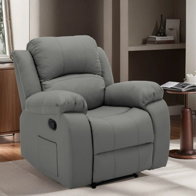 Faux Leather Manual Recliner With Overstuffed Arm And Back by Latitude Run