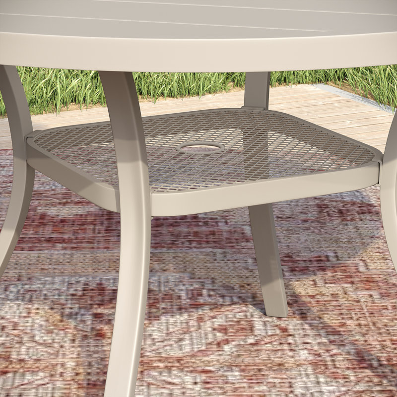 Table de salle à manger d'extérieur ronde Teressa, Crème, H 28 po x l 47,2 po x L 47,2 po