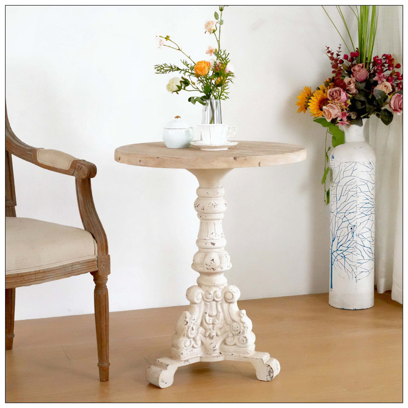 Table basse décorative, table à piédestal antique, plateau en bois massif, base MGO, convient au salon