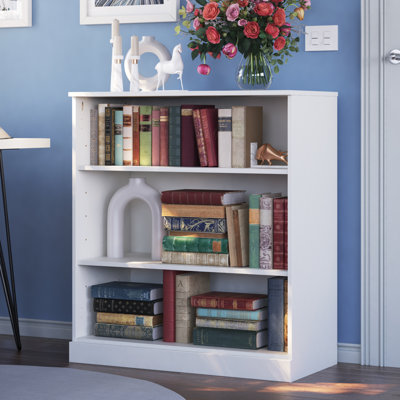 Palace Imports 100% Solid Wood 3-Shelf Bookcase, Adjustable Shelves, 32" Wide, 35.75" Tall