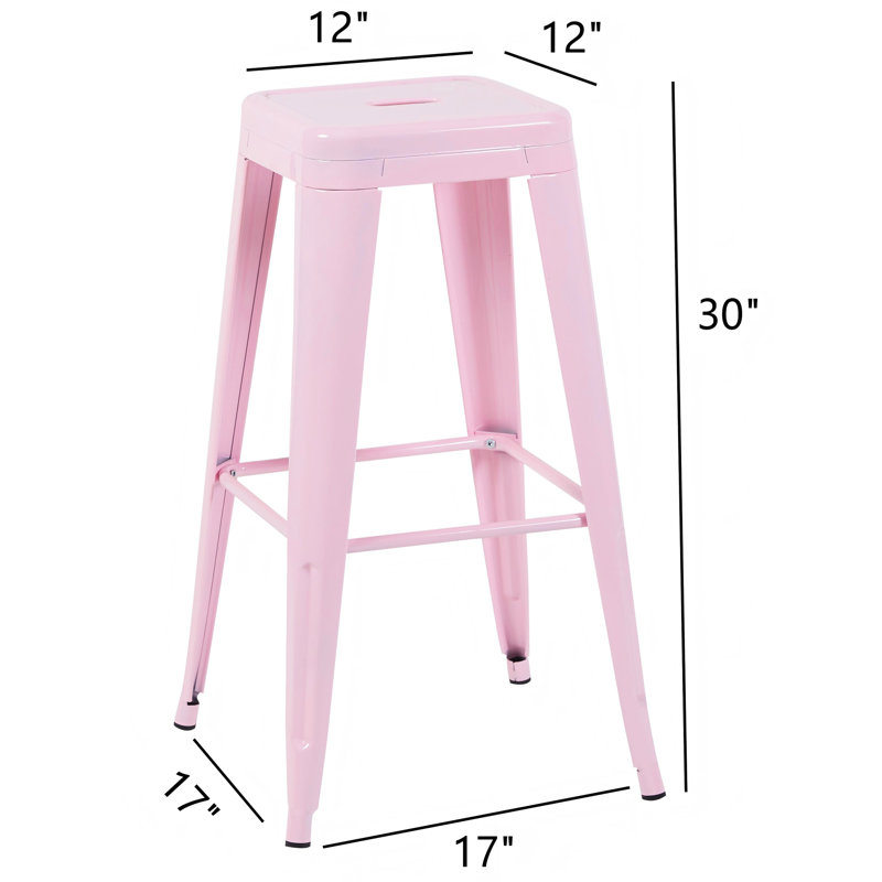 Tabourets de bar en métal rose sans dossier, hauteur de comptoir 76 cm (30 pouces), ensemble de 4, pour îlot de cuisine ou salle à manger - Matériau imperméable, montage rapide, peu encombrant, sans outils, design