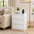 Modern Minimalist Nightstand with 3 Drawers & Hidden Charging Station, White-594578583-594249059