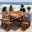 Table de pique-nique carrée pour 8 personnes avec trou pour parasol
