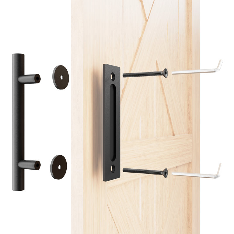 Matte Black Steel Indoor Barn Door Handle Set