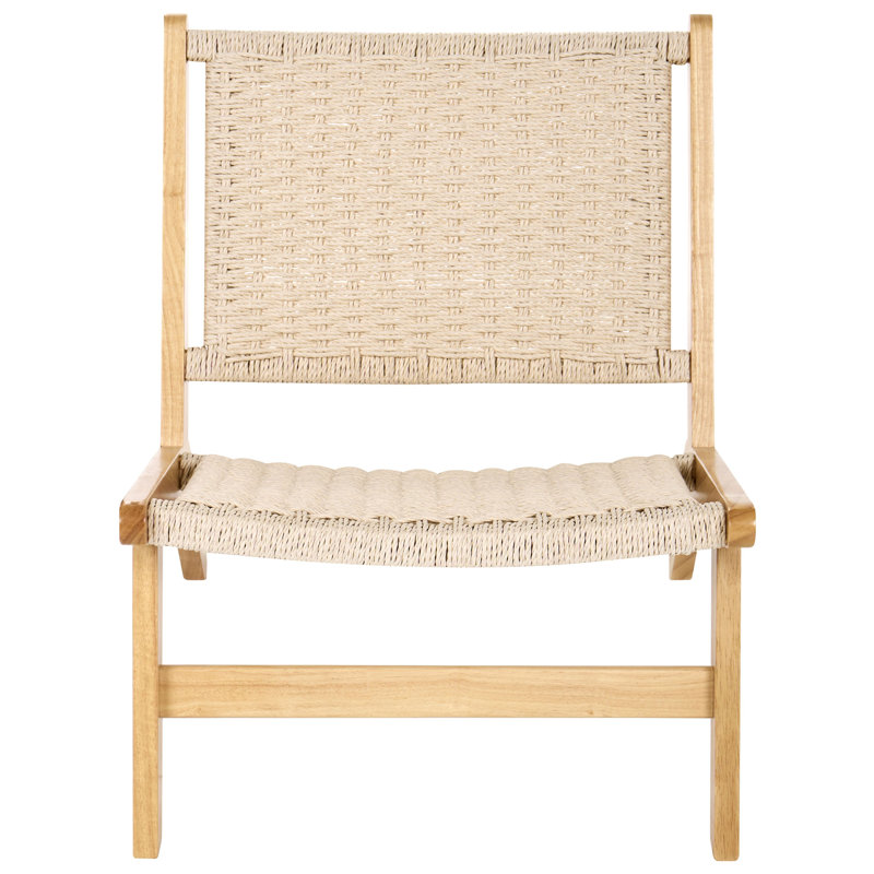 Upholstered Accent Chair, Beige Wood