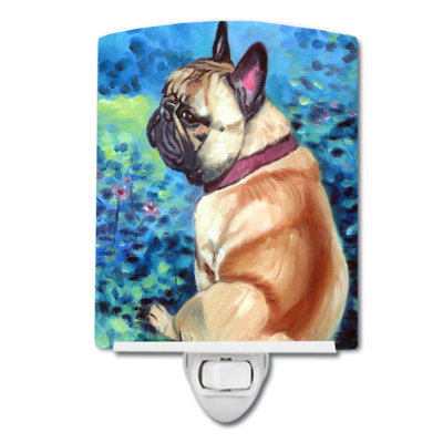 Veilleuse bouledogue français fauve en fleurs