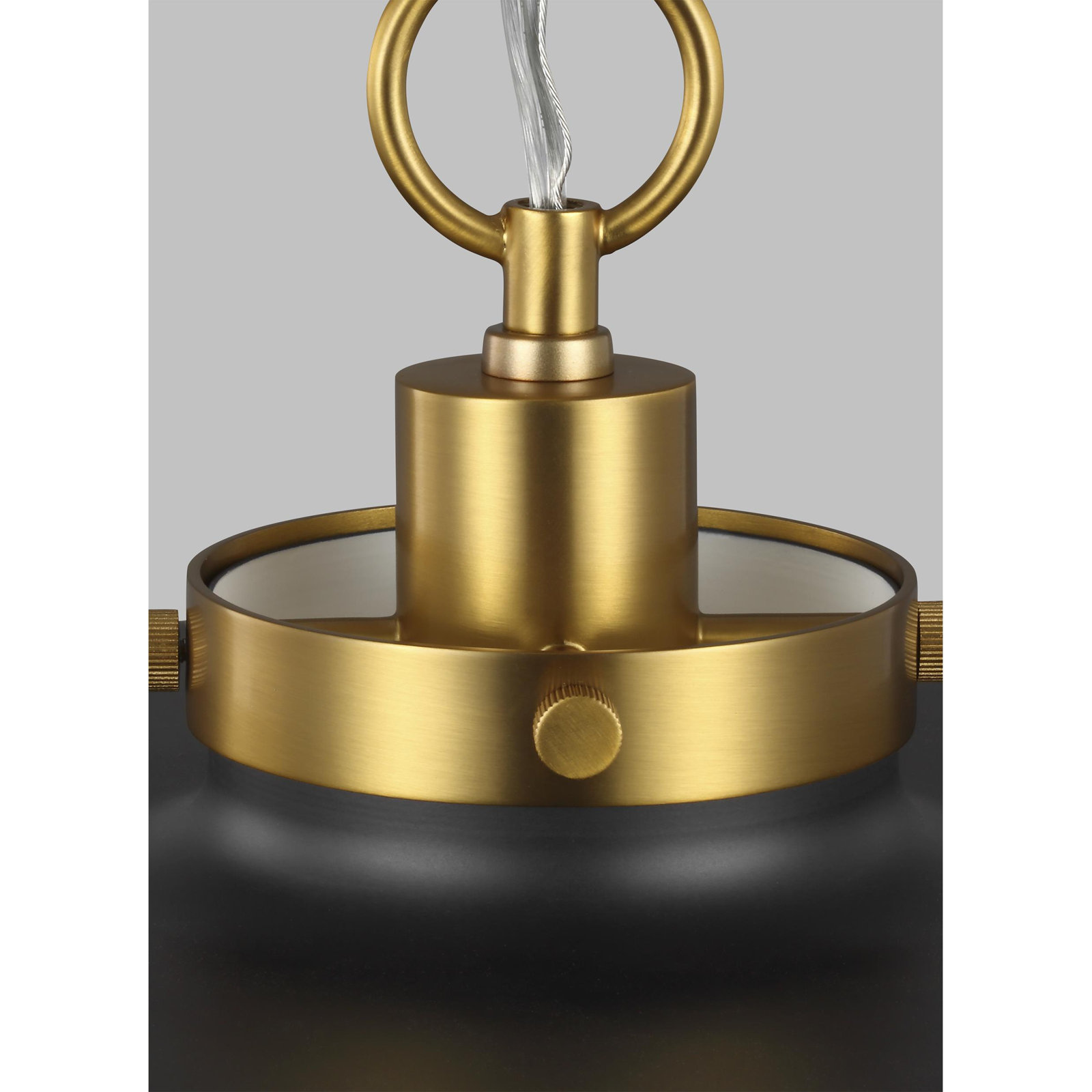 Tateos Single Light Steel Dimmable Pendant, Midnight Black, Burnished Brass