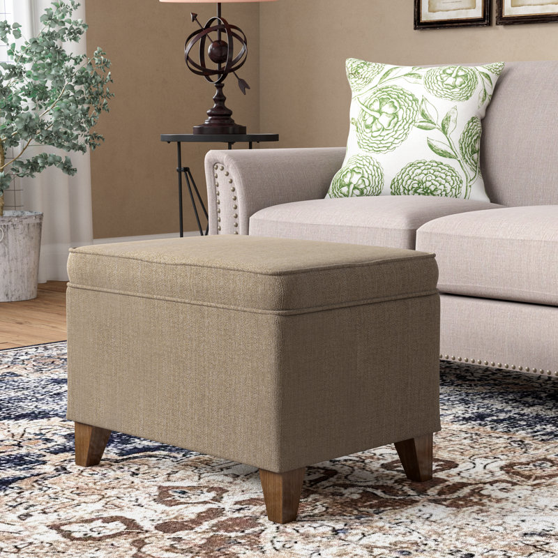 Murwah Storage Ottoman, Textured Tan Acrylic