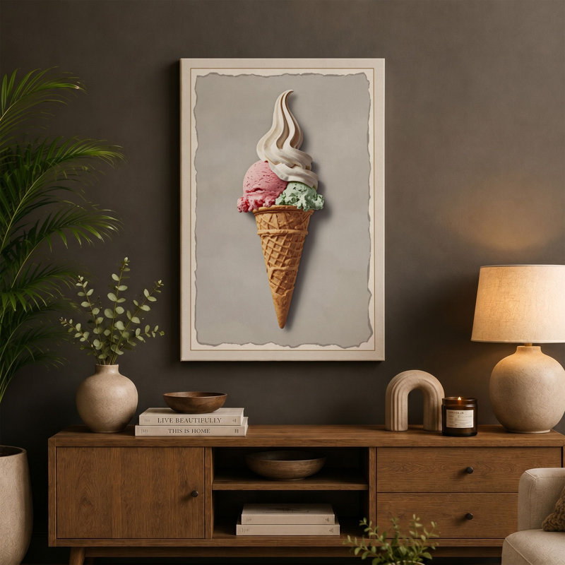 Soft Serve Dreams Retro - Wrapped Canvas, 24x16 - 61.0 x 40.6 cm, Sage Border