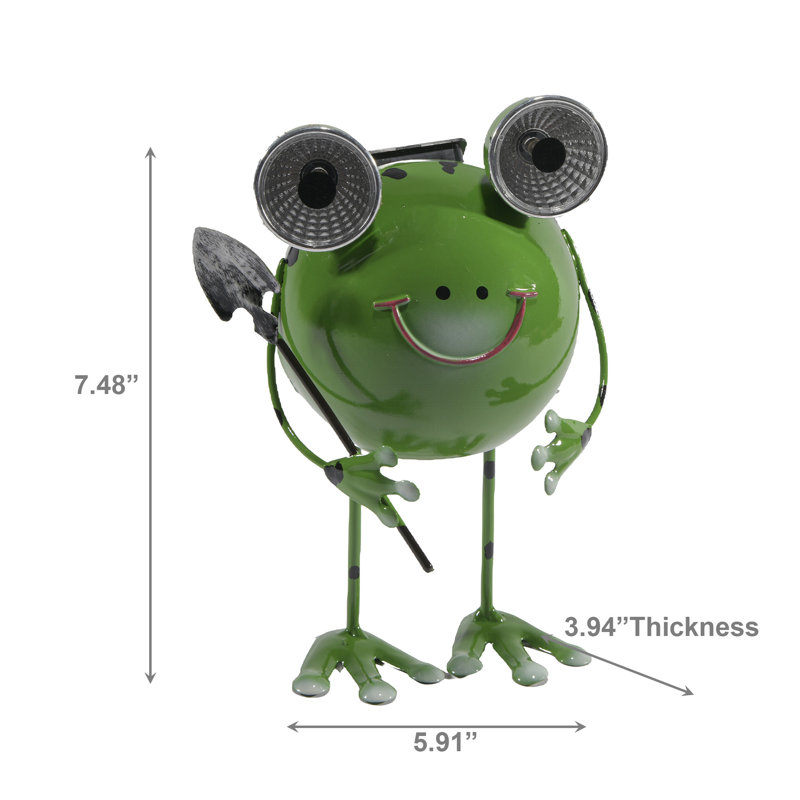 Led Light Metal Solar Power Figure Frog