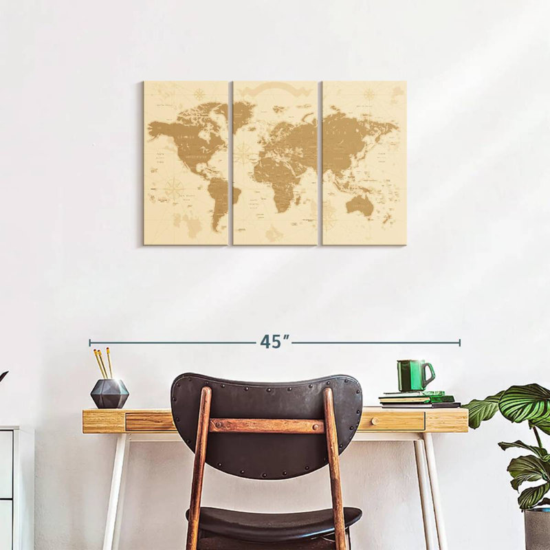 'Amber World Map, 20" H x 33" W
