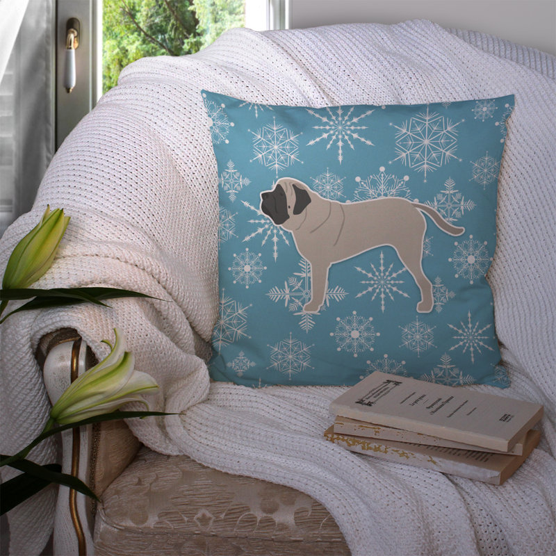 Coussin intérieur/extérieur en flocons d’hiver, H 14 po x l 14 po x P 3 po