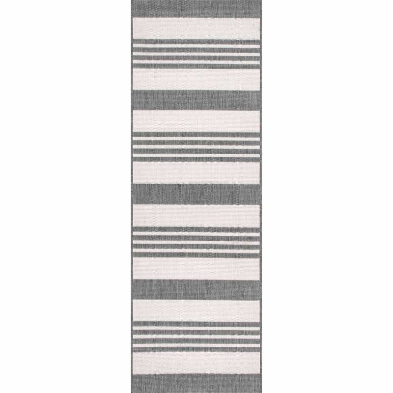 Altavista Striped Beige Indoor/Outdoor Rug, Runner 2' x 8'
