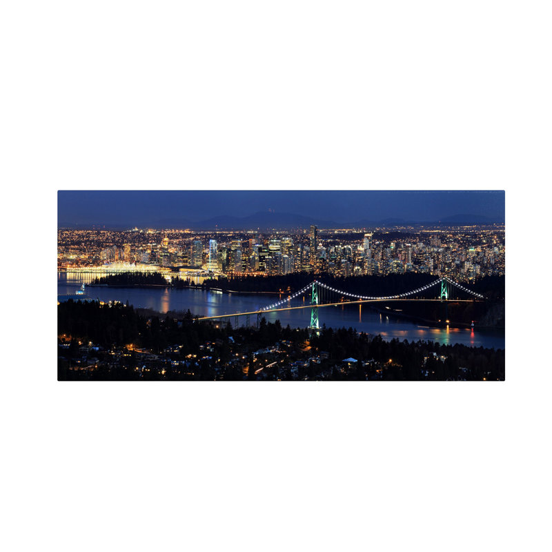« vancouver » par pierre leclerc,, reproduction de photo sur toile tendue encadrée, H 10 po x l 24 po x P 2 po