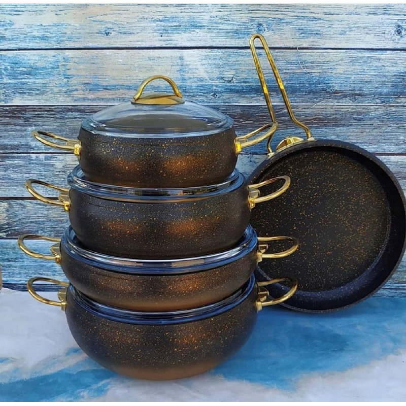 Mimi 9 - Piece Non-Stick Stoneware Cookware Set, Black