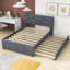 Lit plateforme tapissier avec lit gigogne simple et tête de lit-653591830-653591828