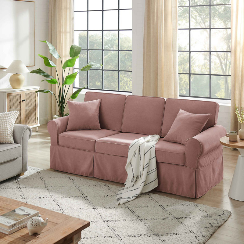 Fiona 222Cm Flared Arms Sofa, Oldrosa