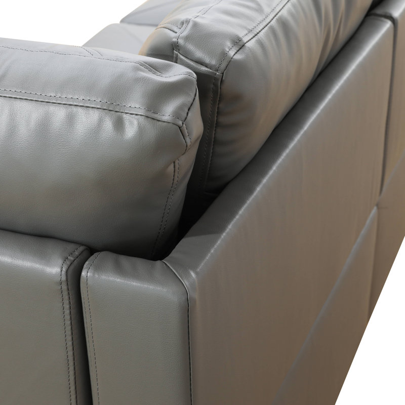 Monaco Vegan Leather 2-Piece Sectional Sofa Set With Chaise, Gray, Right Hand Facing