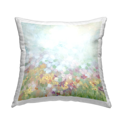 Coussin décoratif abstrait imprimé "Daisy Field" par June Erica Vess