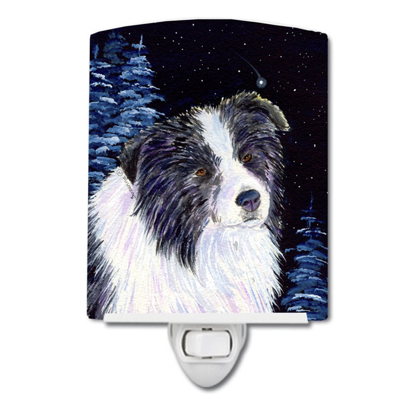 Starry Border Collie Ceramic Night Light