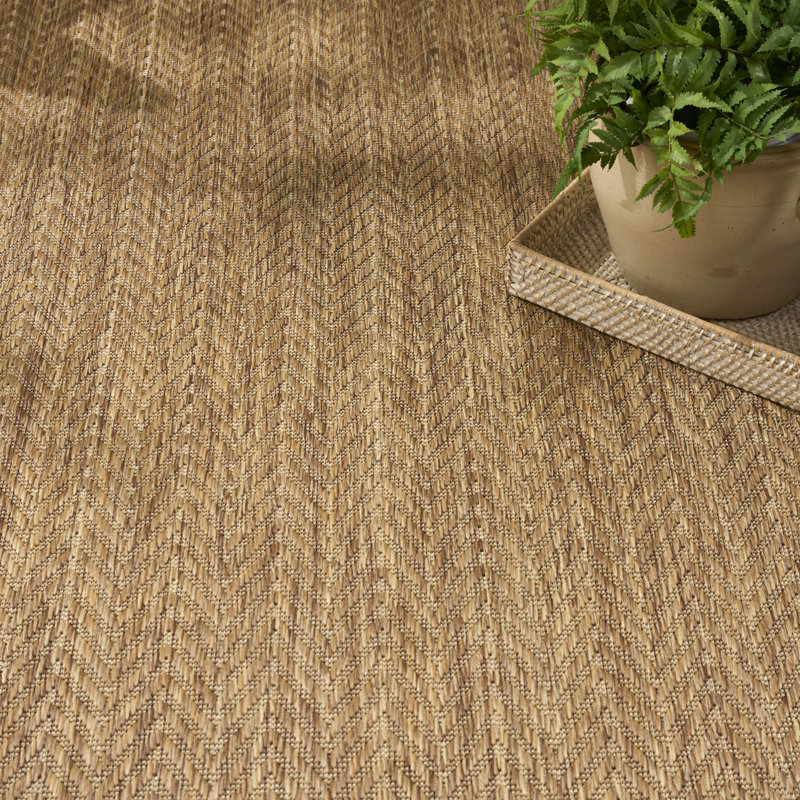 Tapis noir intérieur / extérieur Remmie, Rectangle 10 pi x 14 pi, Naturel