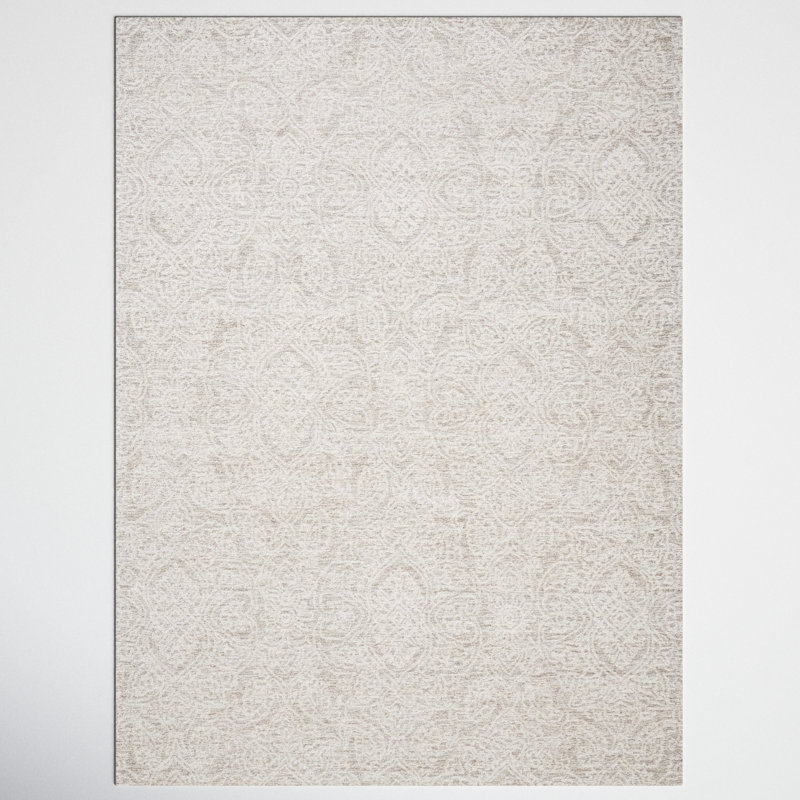 Metcalfe Handmade Tufted Wool Natural/Ivory Area Rug, Rectangle 3' x 5'