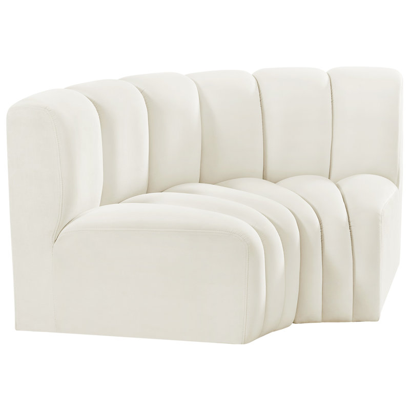 Ivanildo Upholstered Curved Sectional Reversible, Cream Velvet