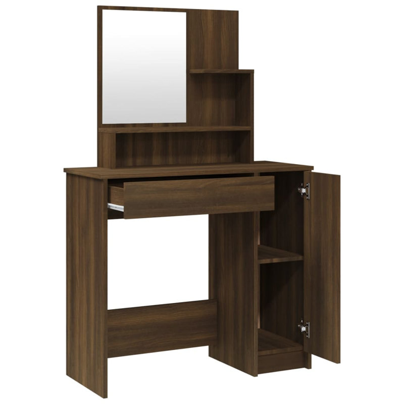 Libaan Dressing Table with Mirror, Brown Oak