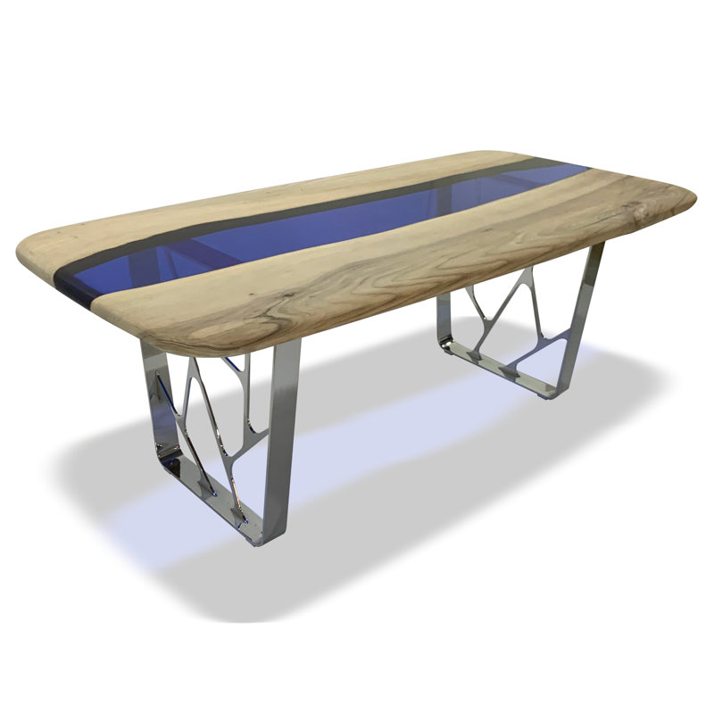 Ombrone Walnut Metal Base Dining Table, 42" W x 72" L